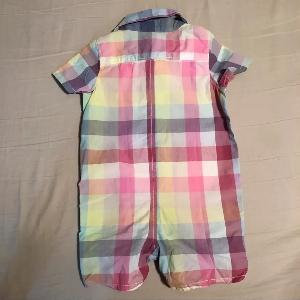 NWT Gap 12-18 Month Colorful Plaid Collared One Piece